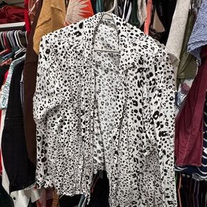 Women's Black and White Button Down Shirt